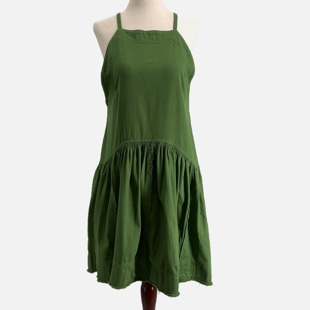 Pilcro Kyla Cotton Flounce Mini Dress in Green - NWOT - Size Small - Picture 3 of 11